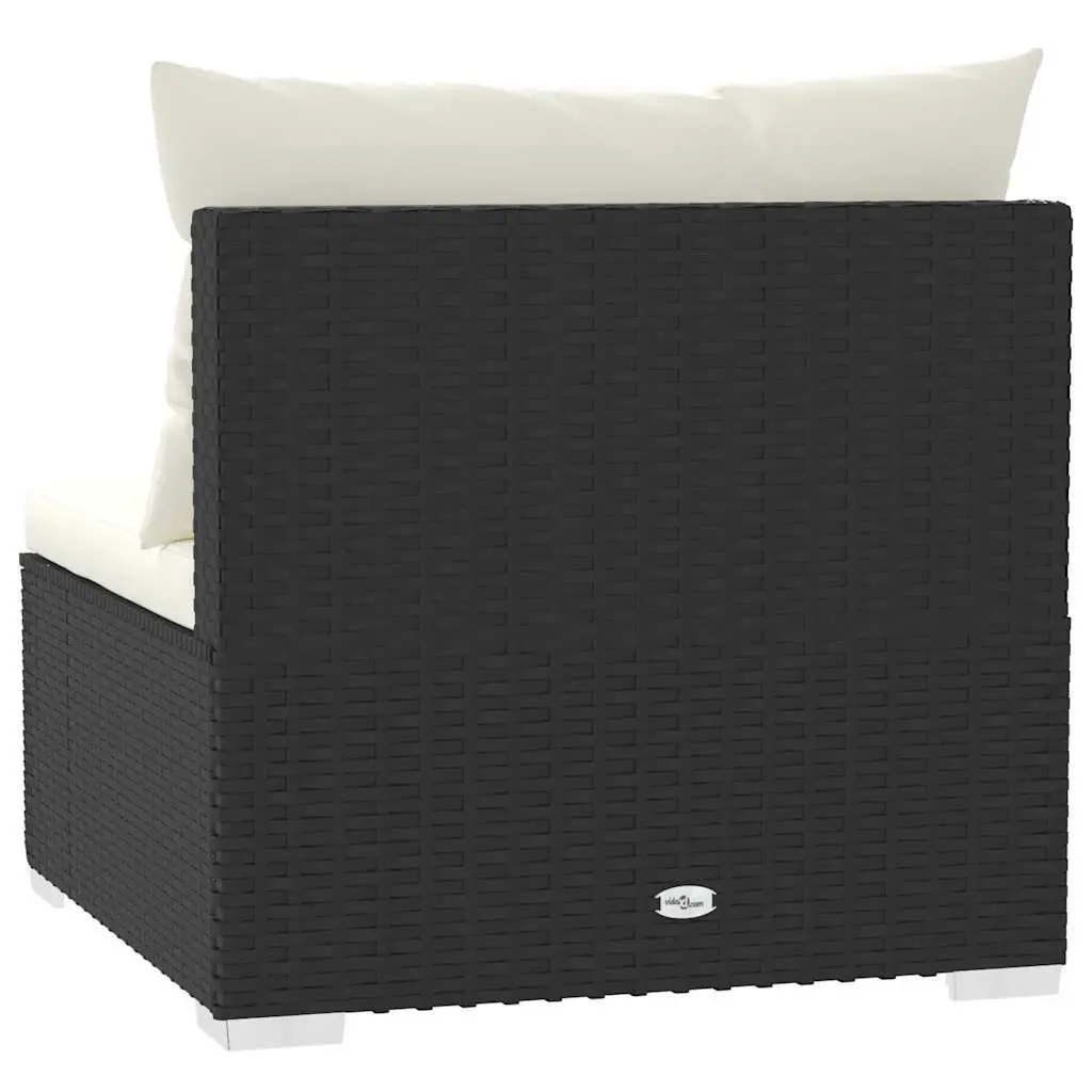 4-Seater Outdoor Sofa Black Poly Rattan Patio Furniture Set with Cushions