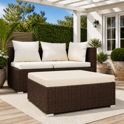 Garden Footrest Ottoman Specs: 70x70x30cm, Brown