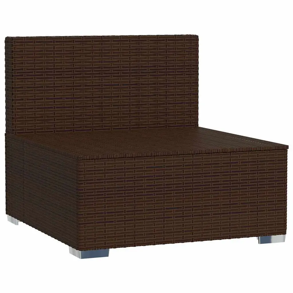 Outdoor Sectional Middle Sofa Brown PE Rattan Garden Patio