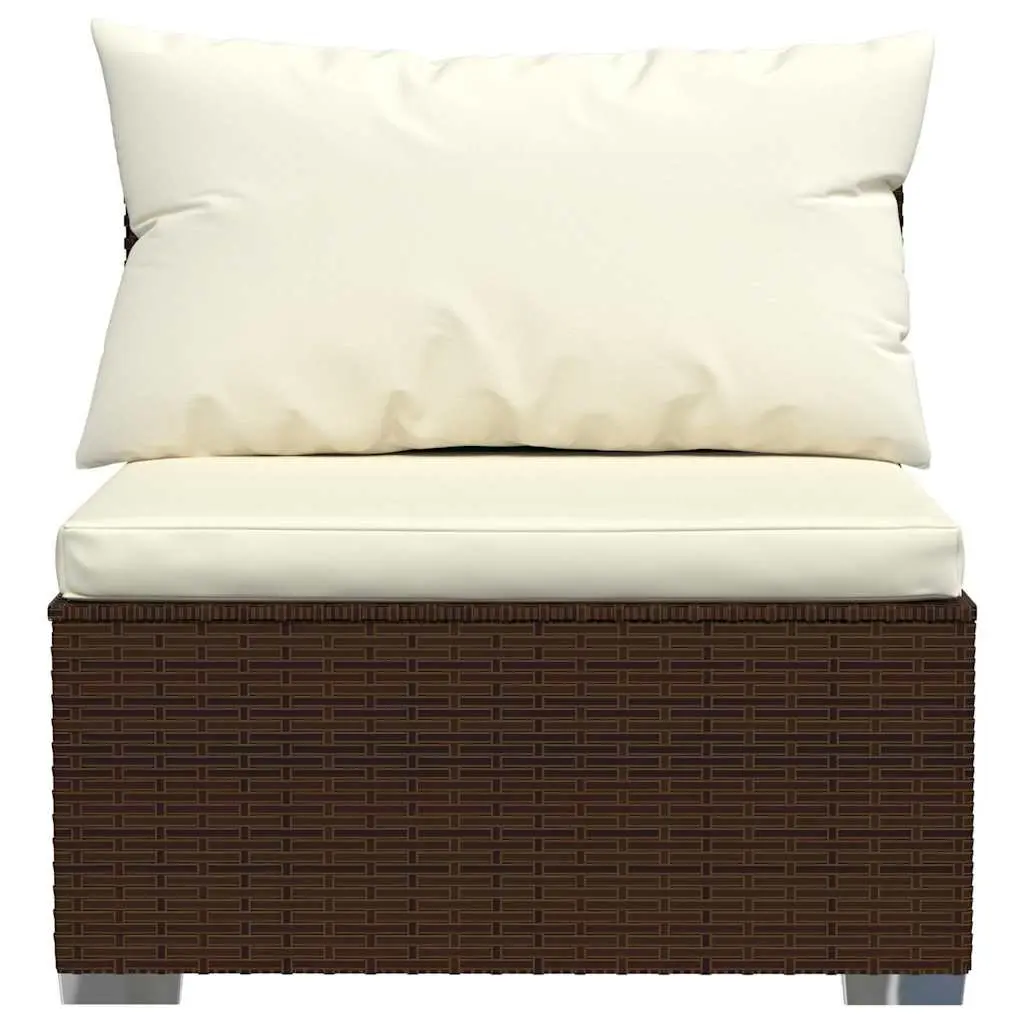 Outdoor Sectional Middle Sofa Brown PE Rattan Garden Patio