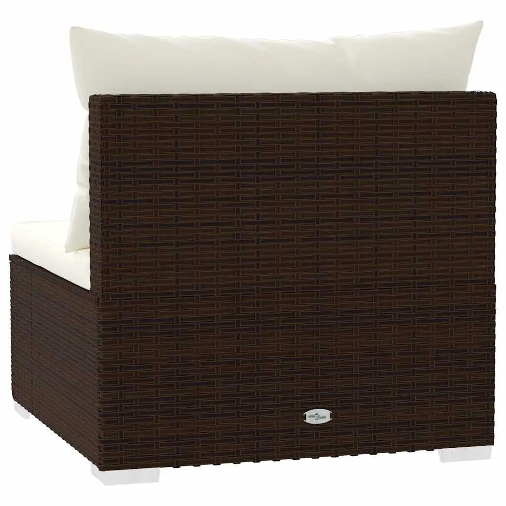 3-Seater Garden Sofa Outdoor Patio Furniture Set Brown Rattan Cushions Modular