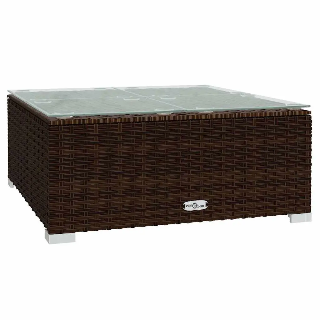 Outdoor Patio Furniture Set 4 Piece Brown Rattan Sofa for Garden Use with Removable Cushions