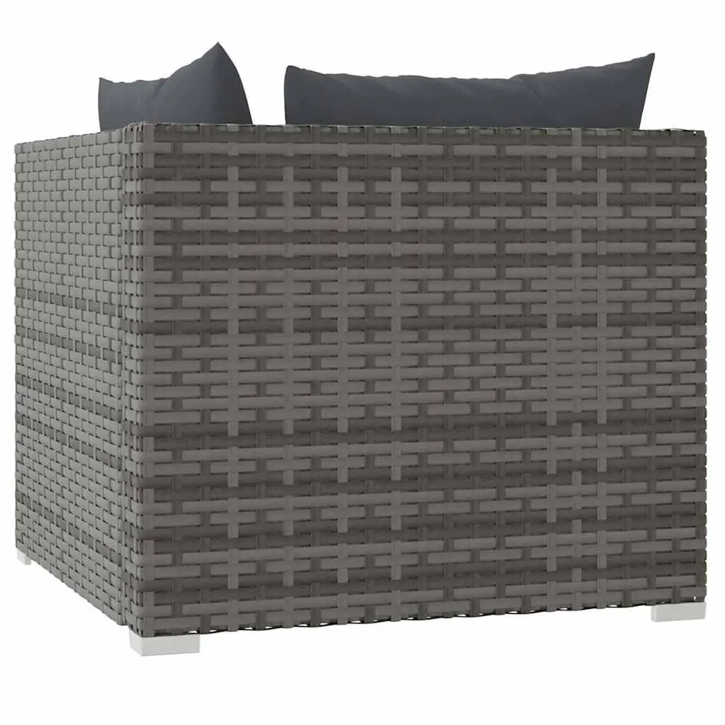 2-Seater Outdoor Garden Sofa for Patio and Garden Grey Rattan with Cushions