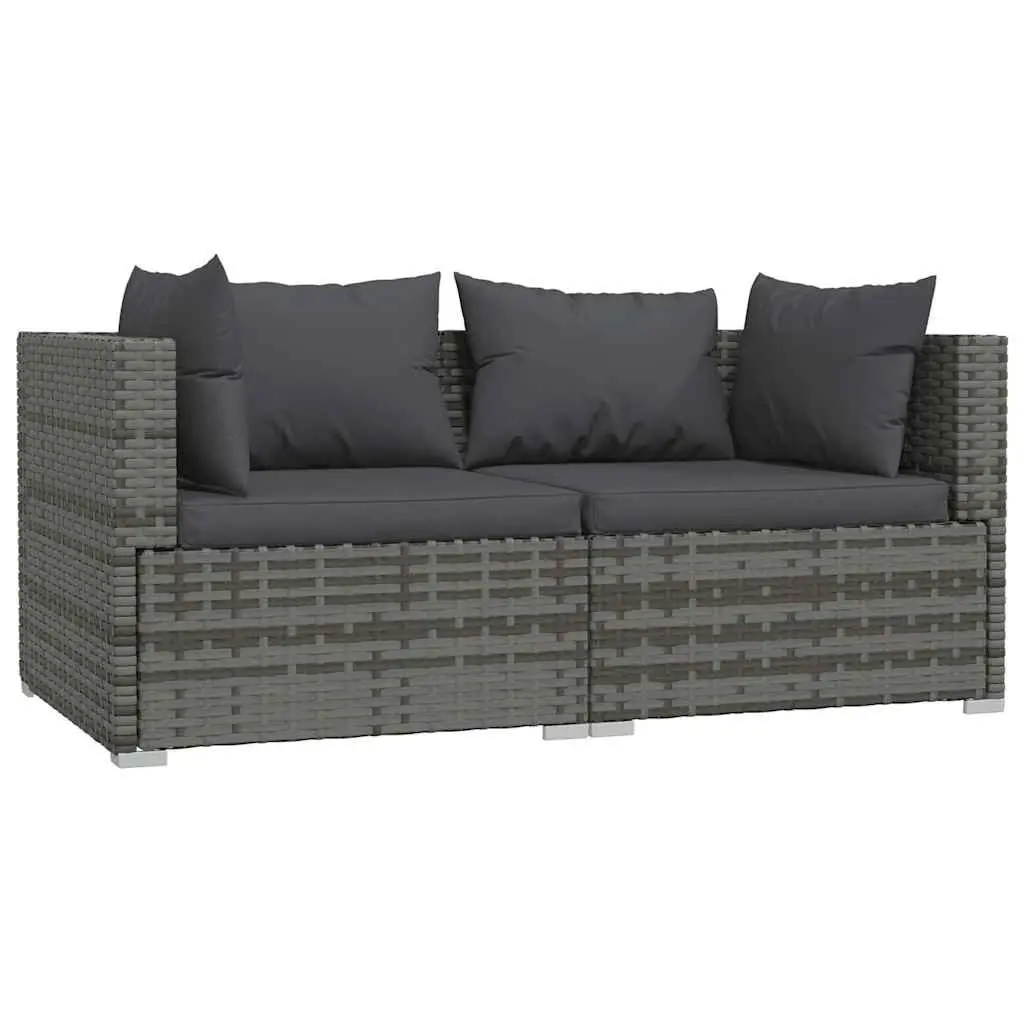 3 Piece Garden Lounge Set Grey Poly Rattan Outdoor Furniture
