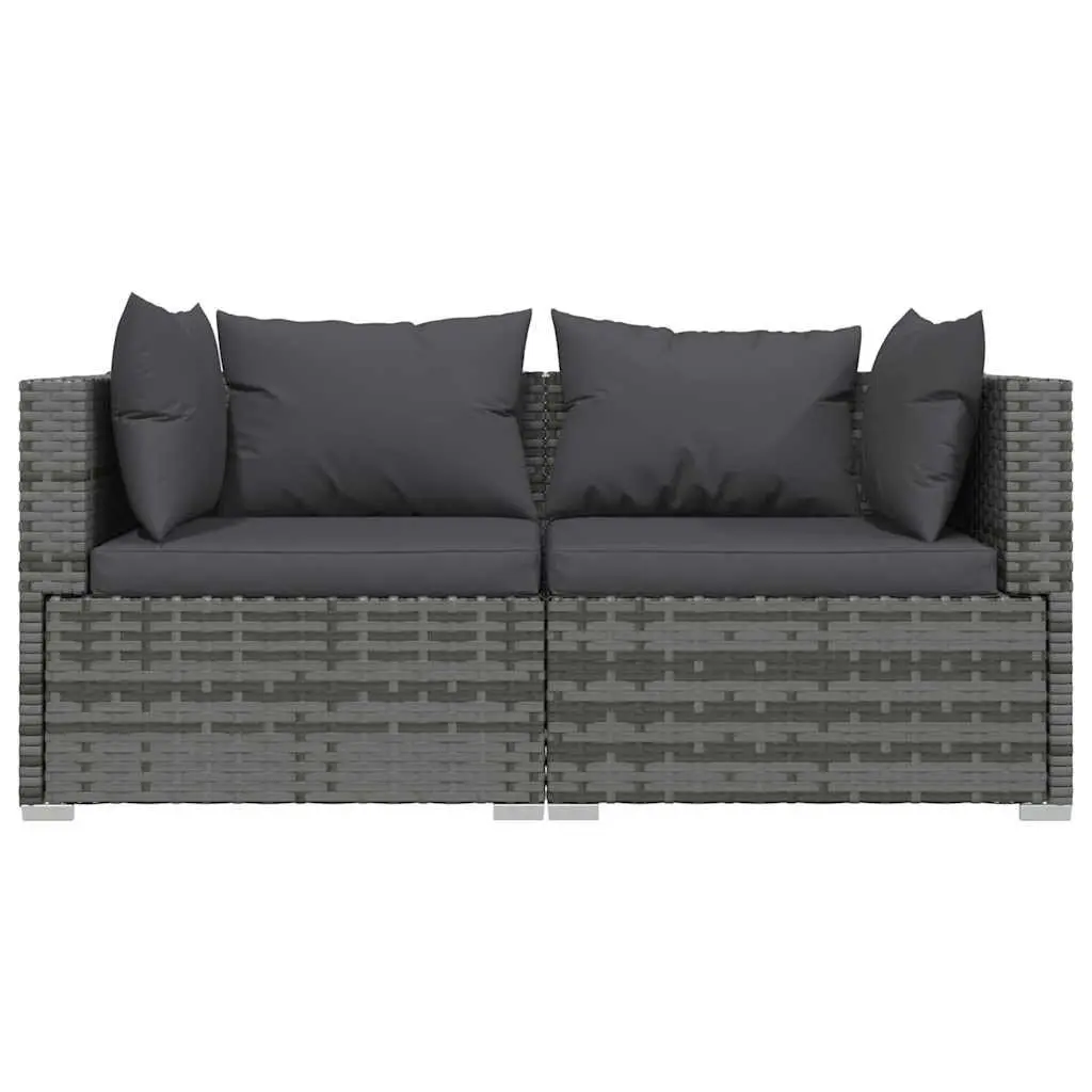 3 Piece Garden Lounge Set Grey Poly Rattan Outdoor Furniture