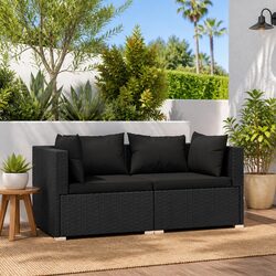 Specifications for 2-Seater Black Rattan Sofa Set