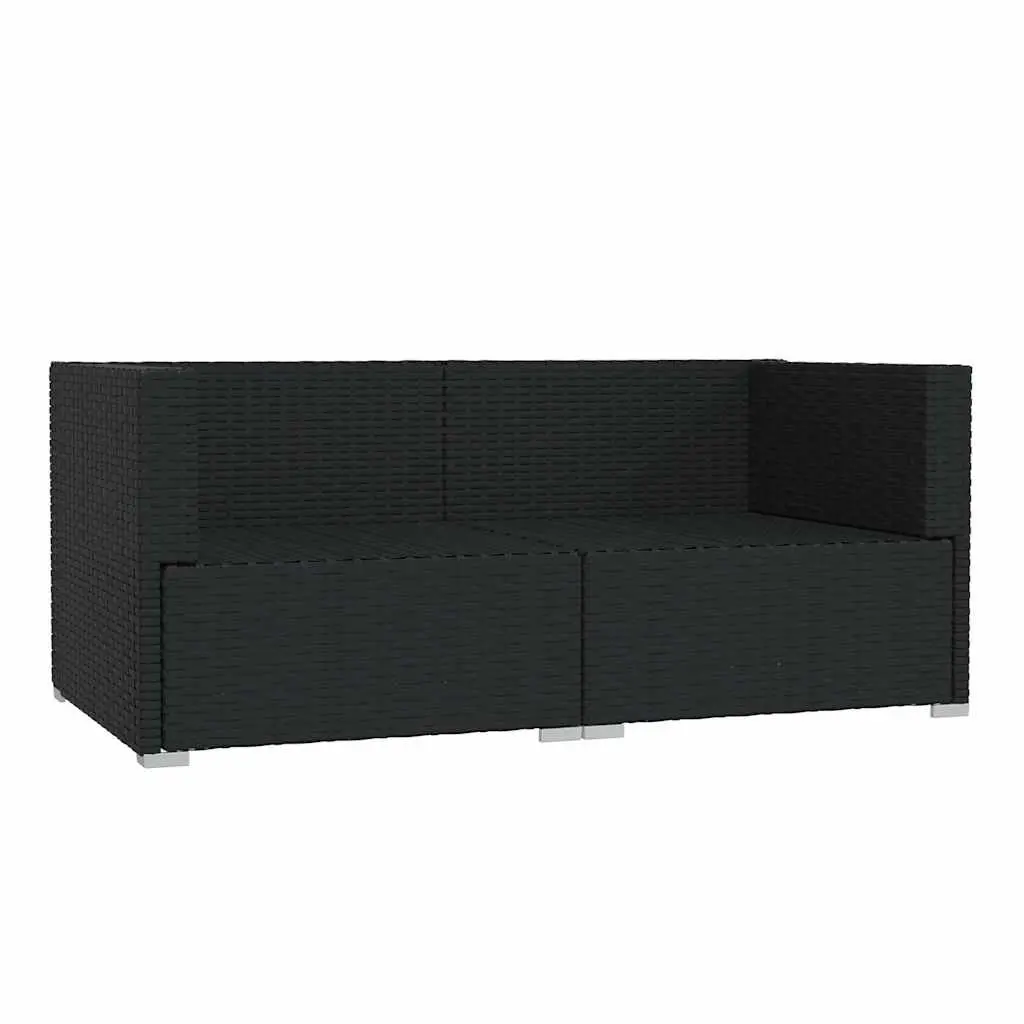 2-Seater Black Rattan Sofa Set