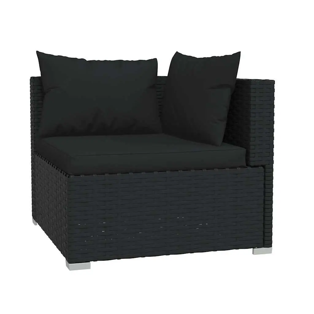 2-Seater Black Rattan Sofa Set