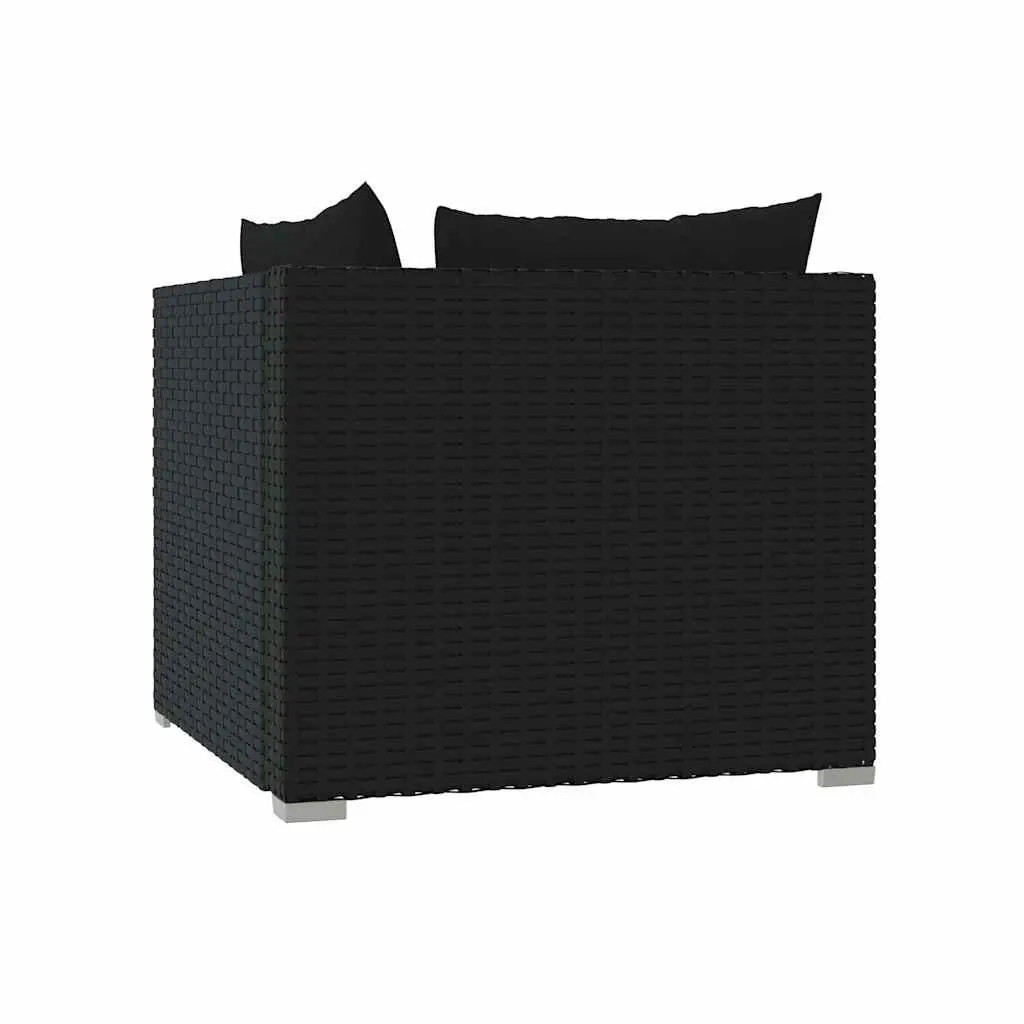 2-Seater Black Rattan Sofa Set