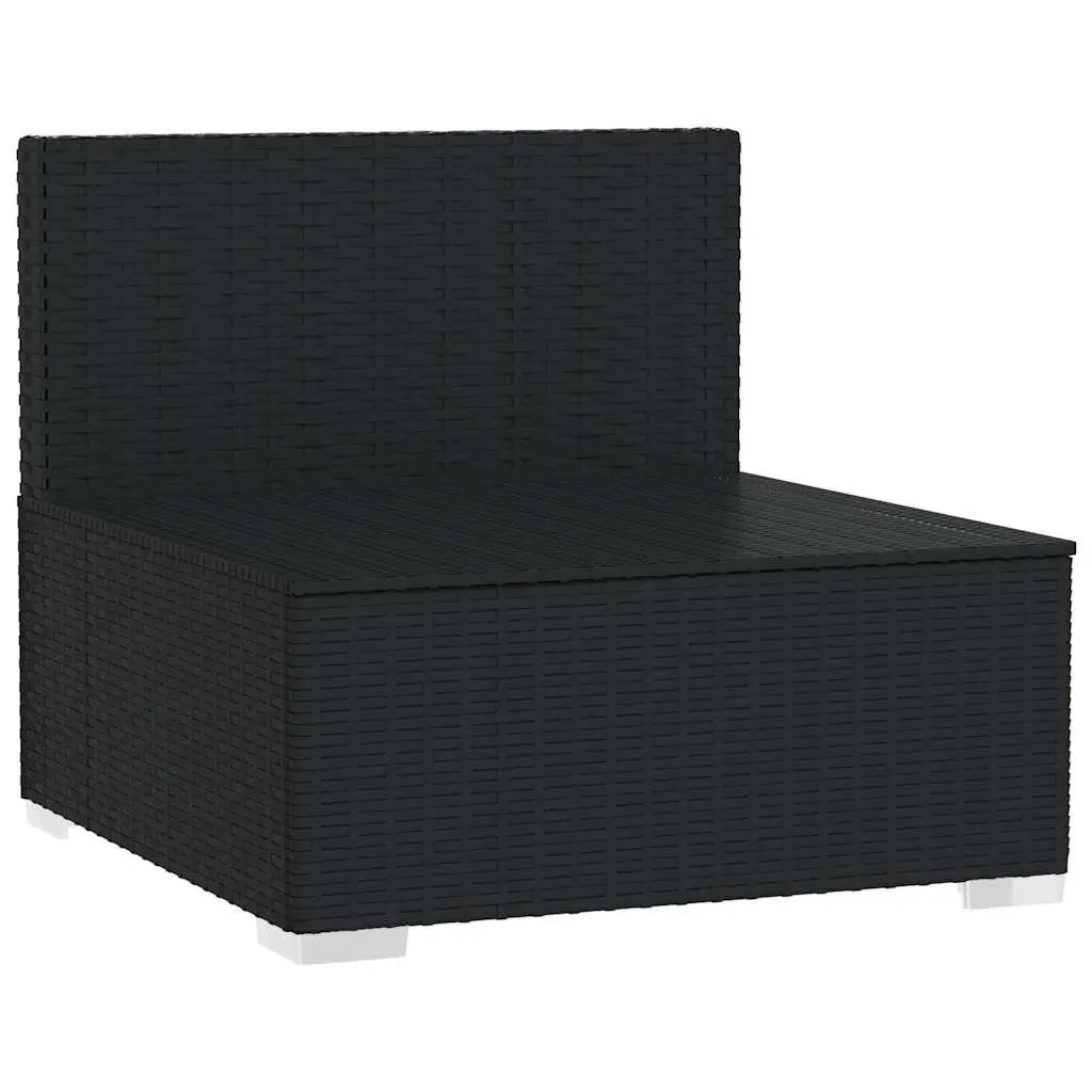 Outdoor Sectional Middle Sofa Black Poly Rattan Garden Furniture Modular Seating