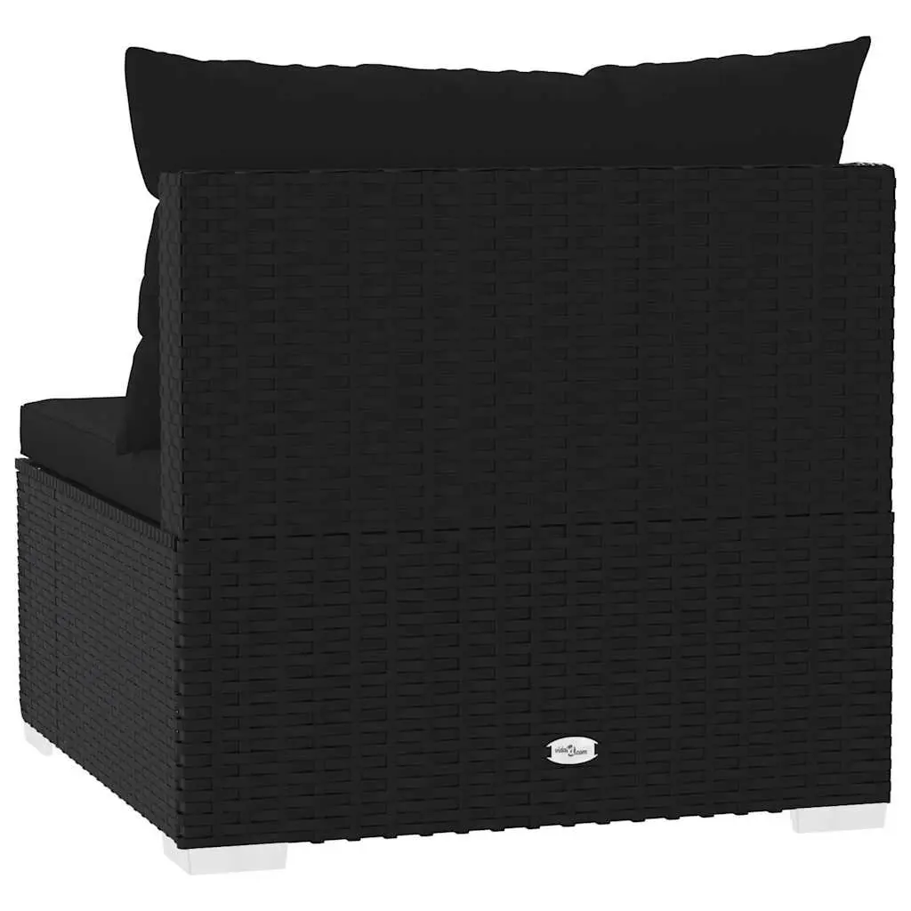 Outdoor Sectional Middle Sofa Black Poly Rattan Garden Furniture Modular Seating