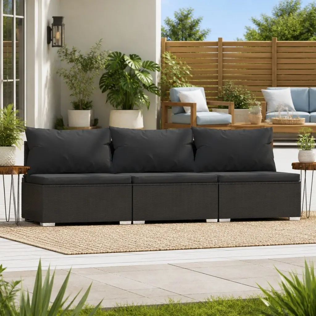 3-Seater Sofa Outdoor Garden Patio Furniture Rattan Modular Sectional Couch