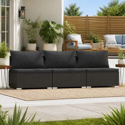 3-Seater Modular Sofa: Waterproof Rattan and Steel Frame