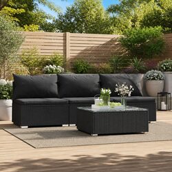 4-Piece Modular Garden Lounge Set with PE Rattan