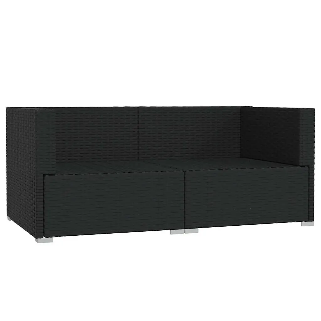2-Seater Outdoor Sofa Garden Patio Furniture Black Rattan Modular Seating Set