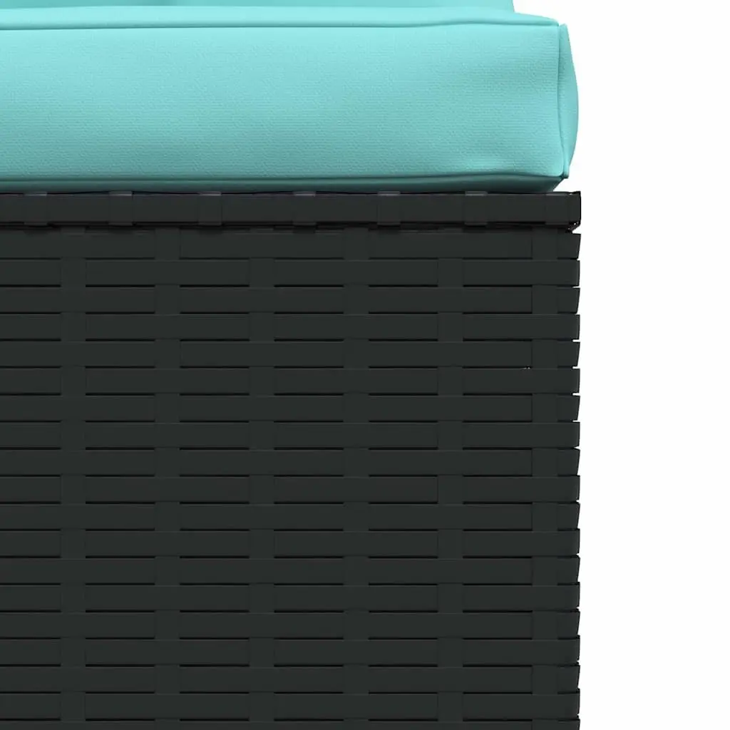 Garden Middle Sofa with Cushions Black Poly Rattan Modular Outdoor Seat