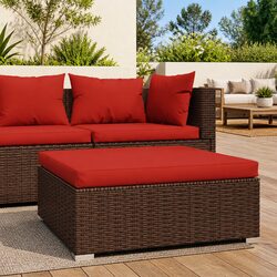 Garden Footrest with Cushion - 70x70 cm Brown Pouffe