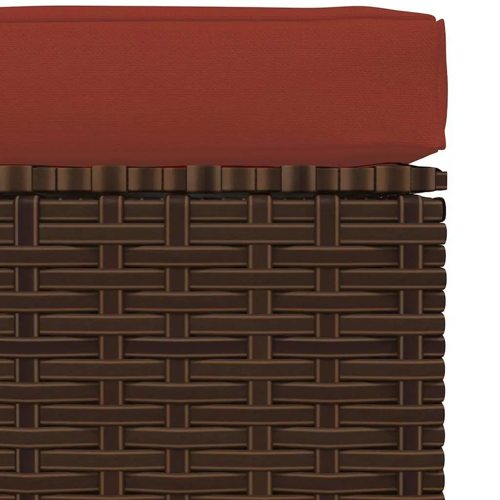 Garden Footrest with Cushion Brown Outdoor Sectional Pouffe Patio Seating Unit