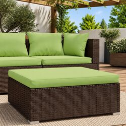Garden Footrest Ottoman Outdoor Sectional Patio Sofa Unit with Cushion Brown