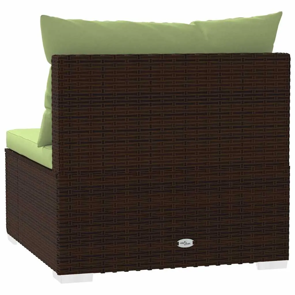 Modular Outdoor Garden Middle Sofa Sectional Seat with Removable Cushions Brown Rattan