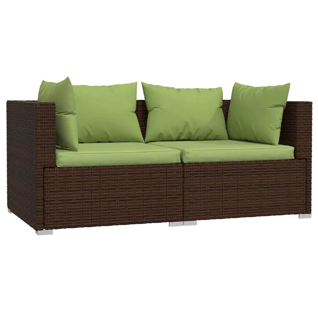 3 Piece Brown Rattan Sofa Set