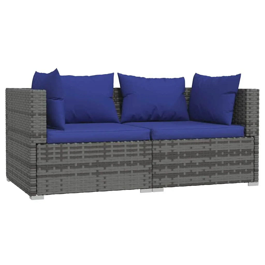 Garden Lounge Set 3 Piece with Cushions Outdoor Patio Sofa Grey Poly Rattan