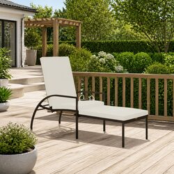 Sun Lounger: Steel Frame, Adjustable Backrest, Footrest Included