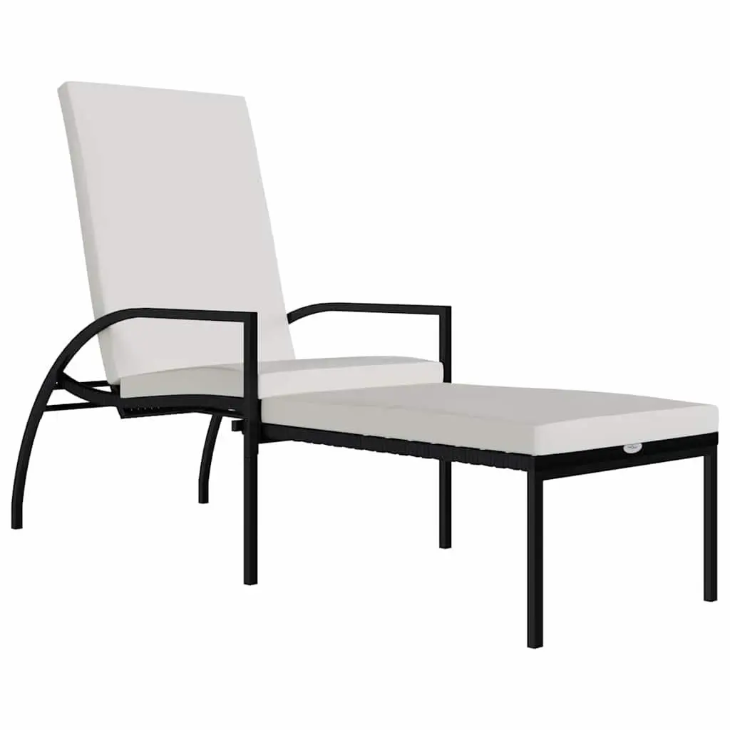 Sun Lounger Outdoor Garden Patio Lounge Chair Adjustable Backrest with Footrest Black