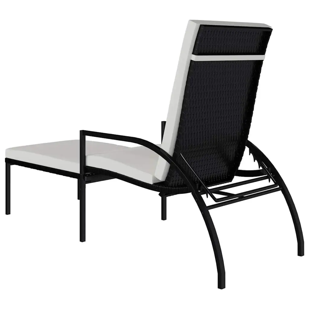 Sun Lounger Outdoor Garden Patio Lounge Chair Adjustable Backrest with Footrest Black