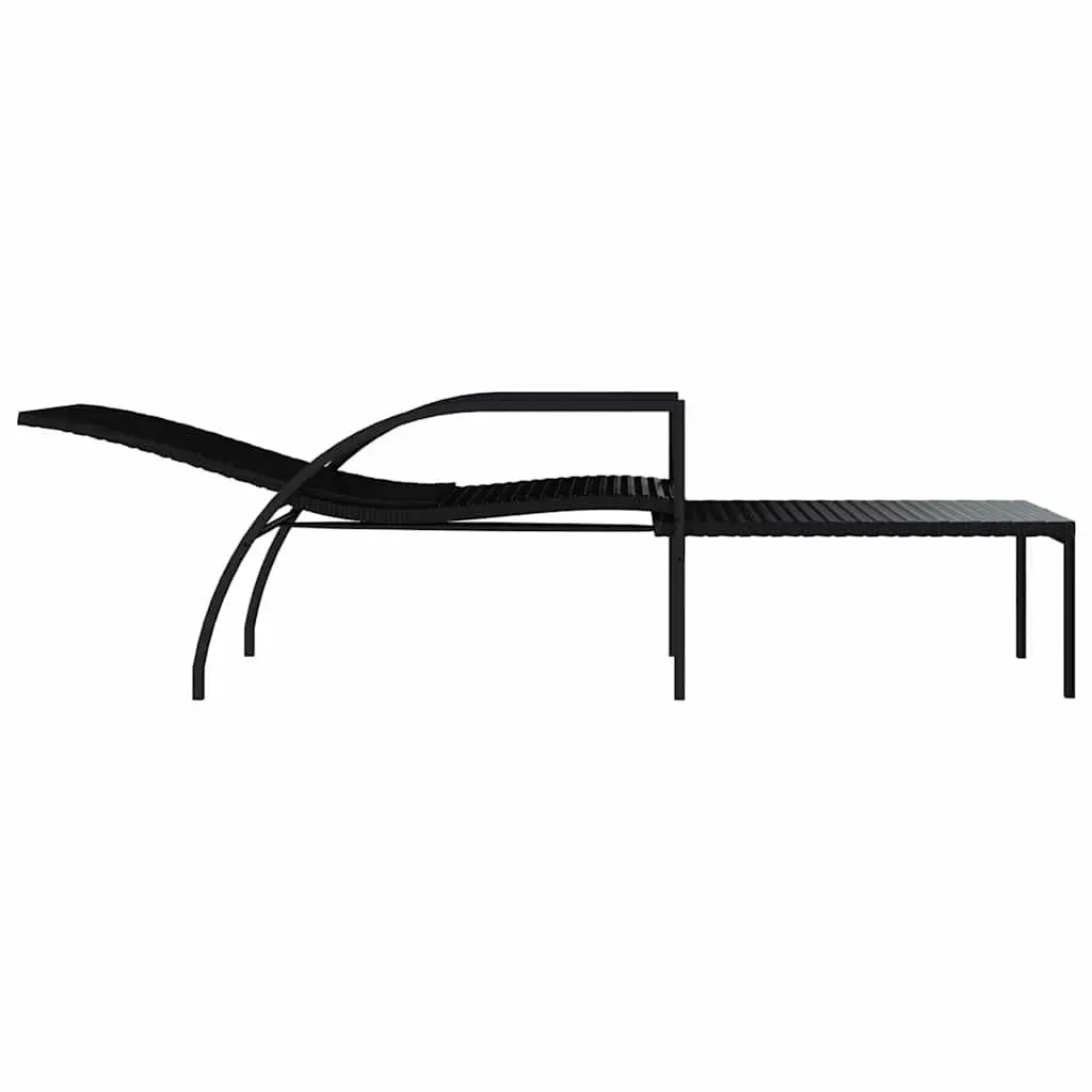 Sun Lounger Outdoor Garden Patio Lounge Chair Adjustable Backrest with Footrest Black