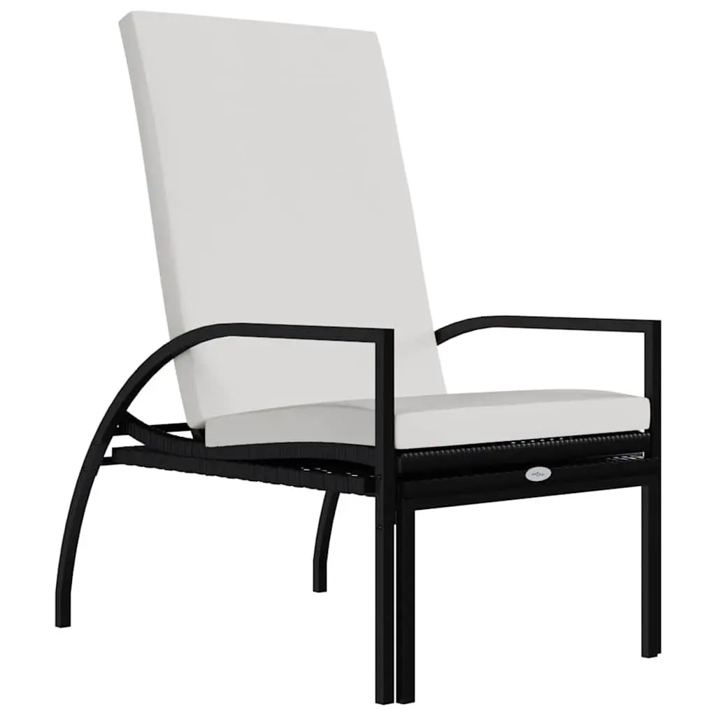 Sun Lounger Outdoor Garden Patio Lounge Chair Adjustable Backrest with Footrest Black