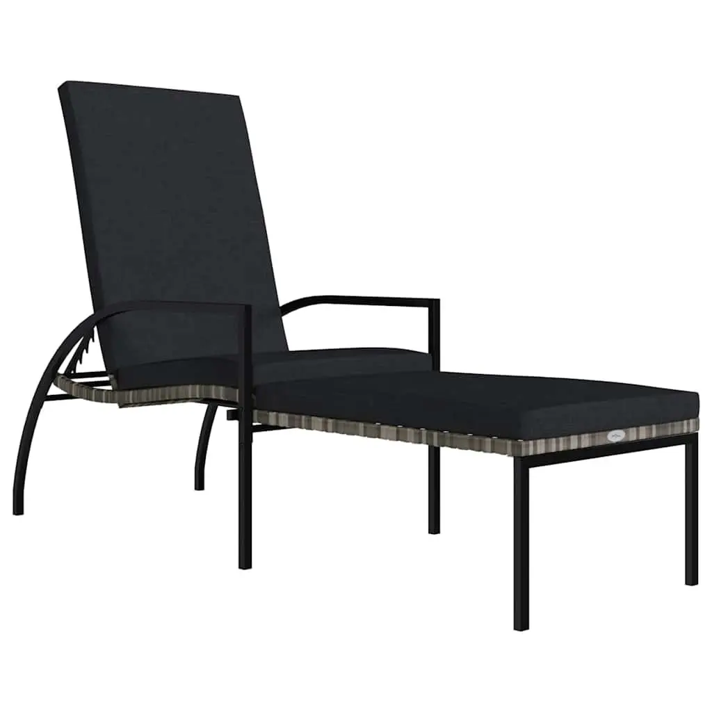 Sun Lounger with Footrest Adjustable Backrest Garden Outdoor Lounging Chair Grey