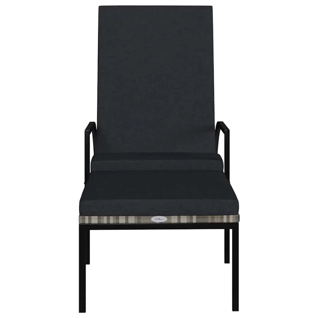 Sun Lounger with Footrest Adjustable Backrest Garden Outdoor Lounging Chair Grey
