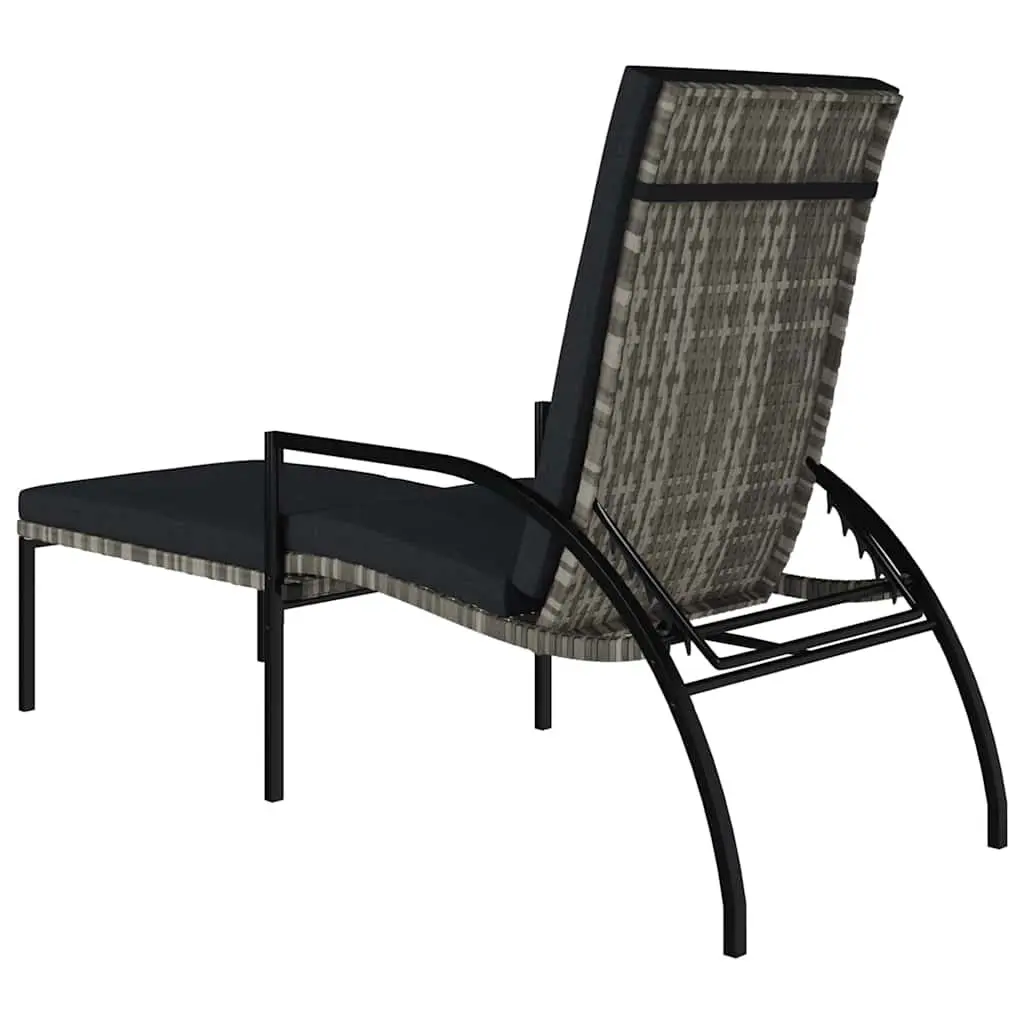 Sun Lounger with Footrest Adjustable Backrest Garden Outdoor Lounging Chair Grey