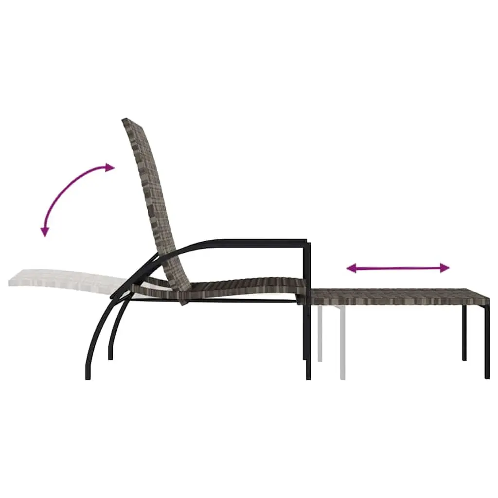 Sun Lounger with Footrest Adjustable Backrest Garden Outdoor Lounging Chair Grey