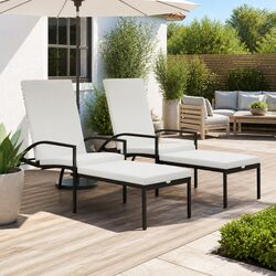 Specifications for 2 pcs Brown Sun Loungers with Footrest