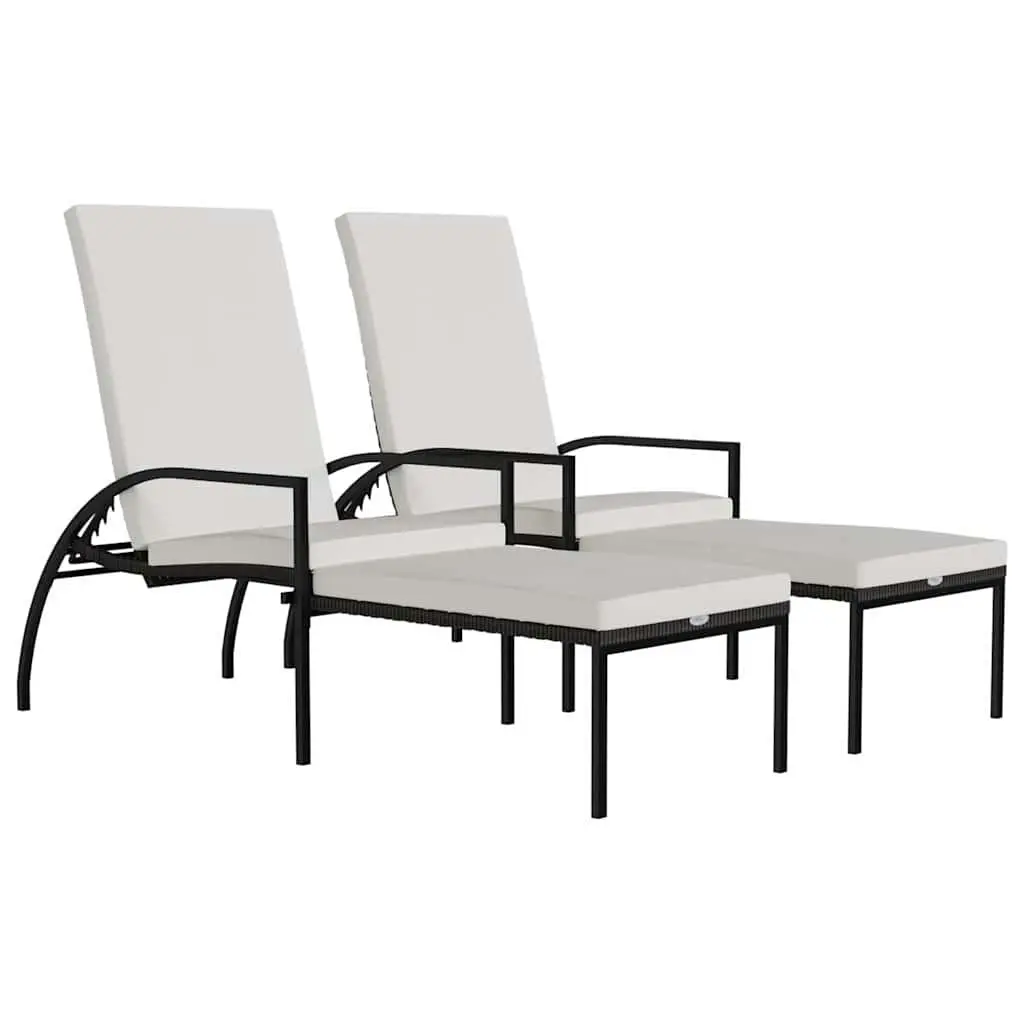 Sun Loungers Outdoor Garden Patio 2 Piece Brown PE Rattan