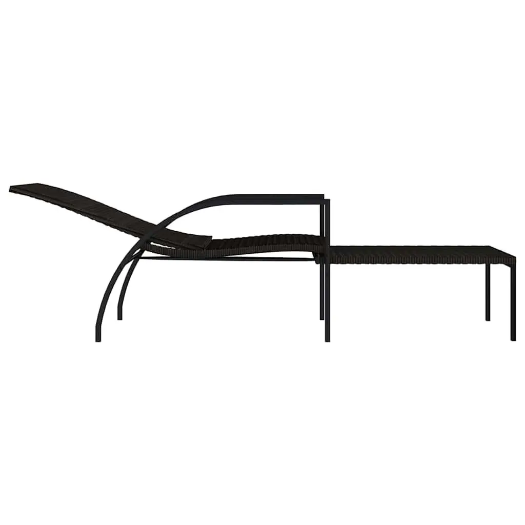 Sun Loungers Outdoor Garden Patio 2 Piece Brown PE Rattan