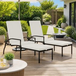 Adjustable Backrest Sun Loungers Set of 2