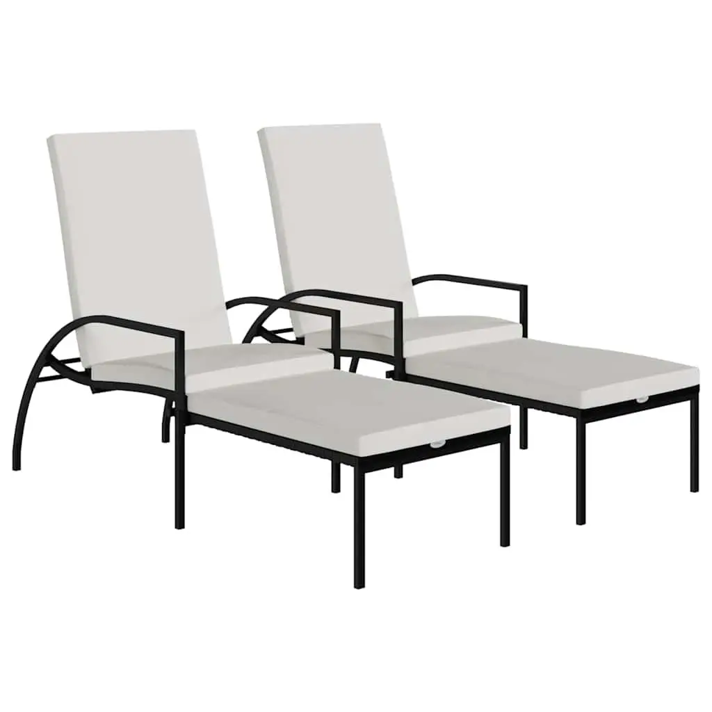 Sun Loungers Outdoor Patio Garden Adjustable Backrest 2 Piece Set