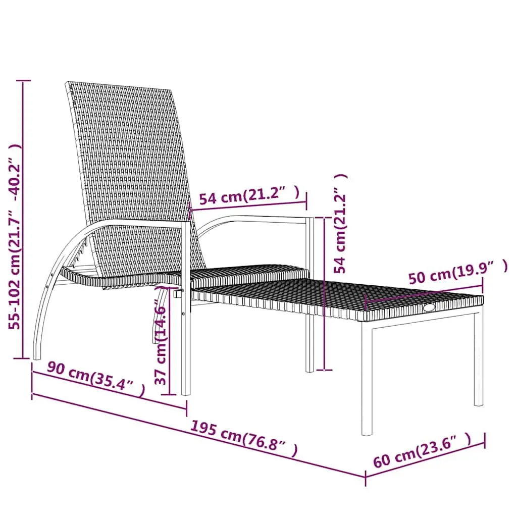 Sun Loungers Outdoor Patio Garden Adjustable Backrest 2 Piece Set