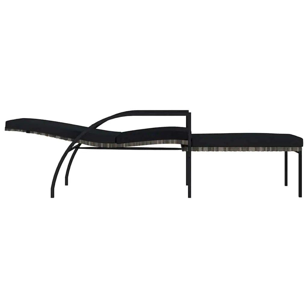 Sun Loungers Outdoor Use 2 Piece Grey Adjustable Backrest with Footrest Garden Patio Chairs