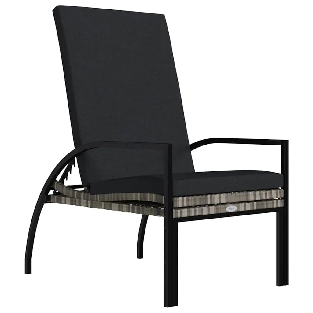 Sun Loungers Outdoor Use 2 Piece Grey Adjustable Backrest with Footrest Garden Patio Chairs