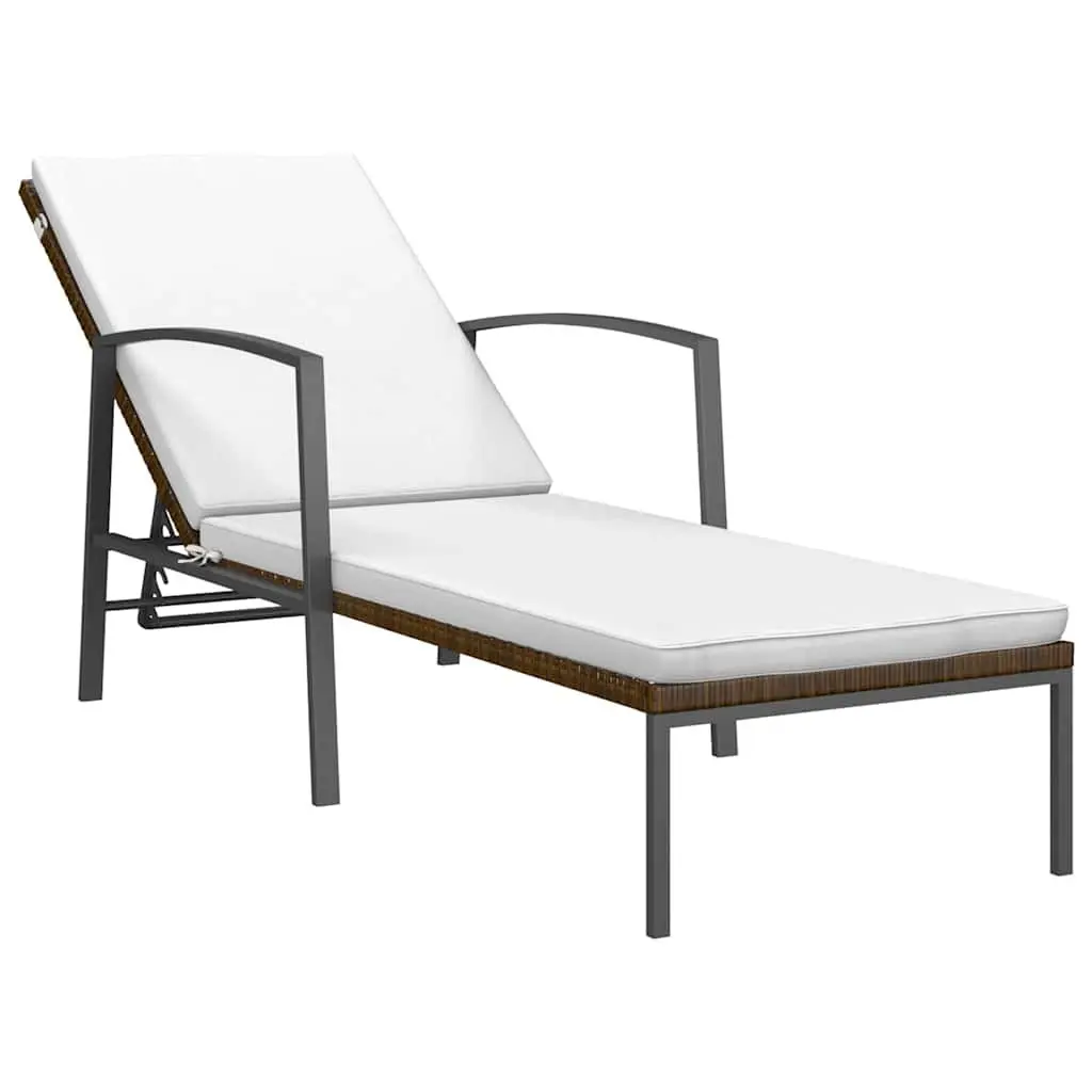 Sun Lounger Garden Patio Chair Adjustable Backrest Brown