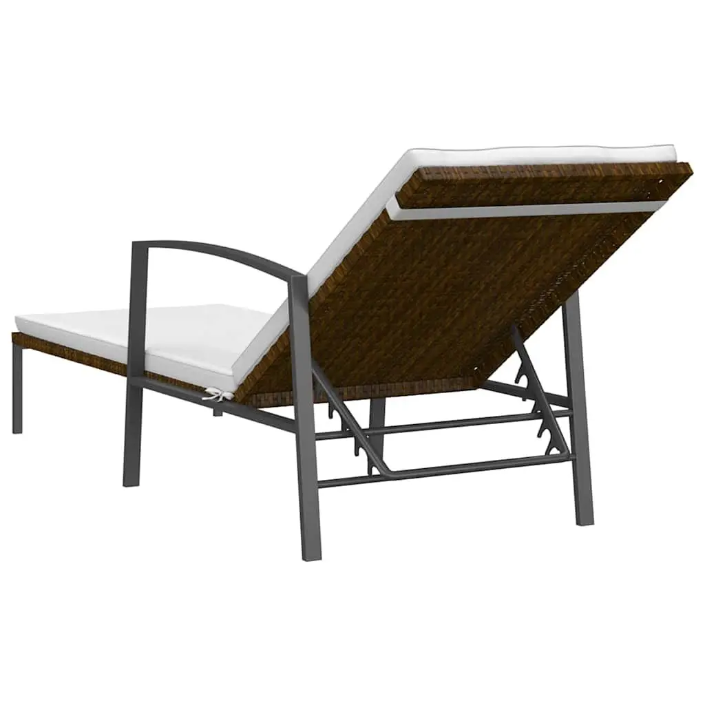 Sun Lounger Garden Patio Chair Adjustable Backrest Brown