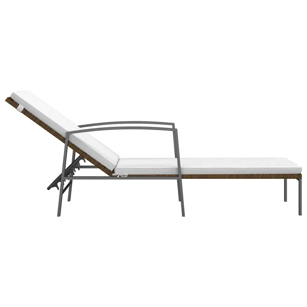 Sun Lounger Garden Patio Chair Adjustable Backrest Brown