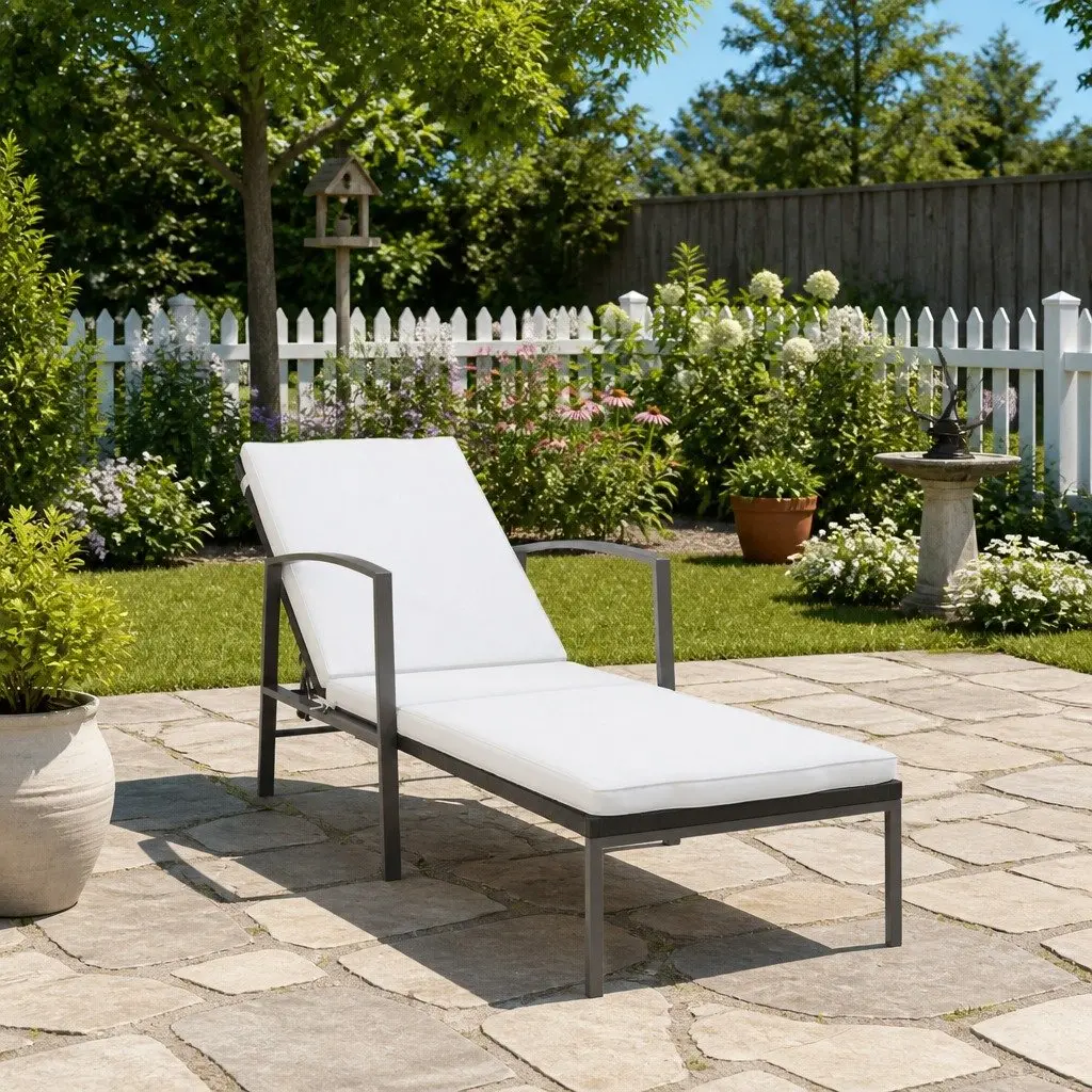 Sun Lounger with Adjustable Backrest and Steel Frame