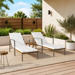 Sun Loungers 2 pcs with Table Poly Rattan Brown Outdoor Garden Patio Furniture
