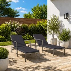 Sun Lounger with Side Table 2-Piece Outdoor Set