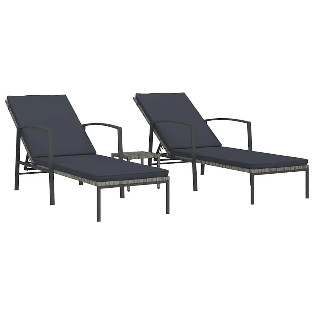 Sun Lounger with Side Table 2-Piece Outdoor Set